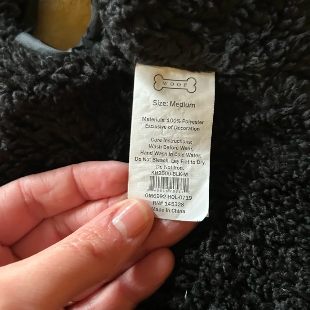 Black Hooded Dog Jacket - size medium